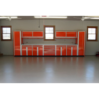 22-Foot Aluminum Garage Cabinet System w/ Countertop, Drawers, LED