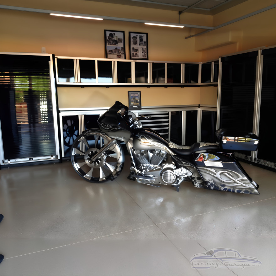 L-Shaped Aluminum Garage Cabinets with Roll-Up Door Closets
