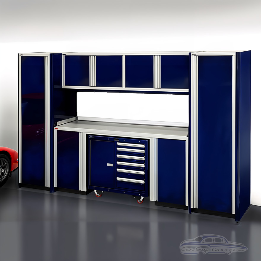 12-Foot Aluminum Garage Cabinet System with Workbench and Tool Cart