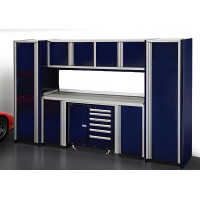 12-Foot Aluminum Garage Cabinet System with Workbench and Tool Cart