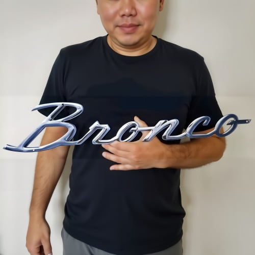 Ford Bronco Metal Sign Script Emblem Garage Wall Art