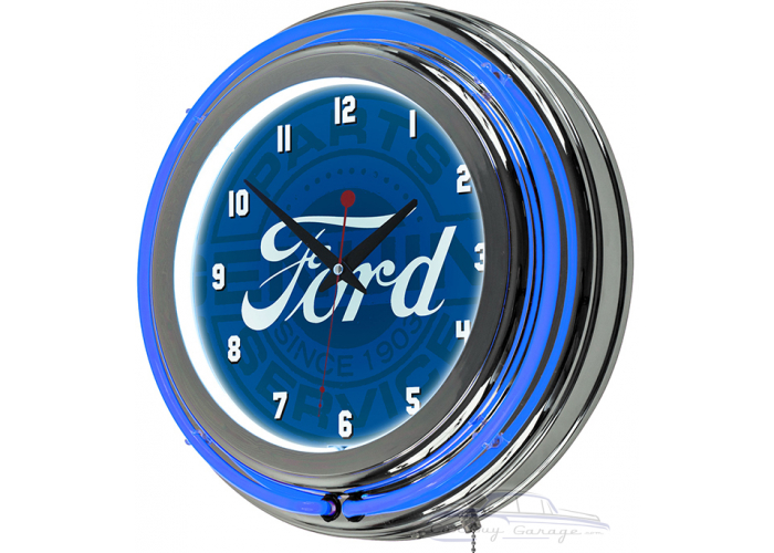 Ford Genuine Parts Chrome Double Rung Neon Clock