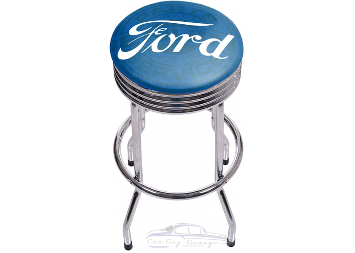 Ford Genuine Parts Chrome Ribbed Shop Stool