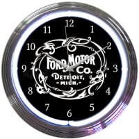 Ford Neon Wall Clock - 1903 Heritage Garage Clock, 15 Inch
