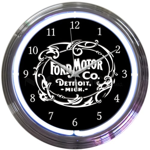 Ford Motor Company 1903 Heritage Emblem Neon Clock