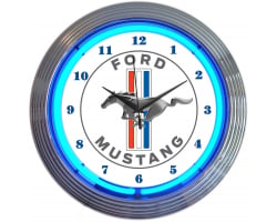 Ford Mustang Blue Neon Clock