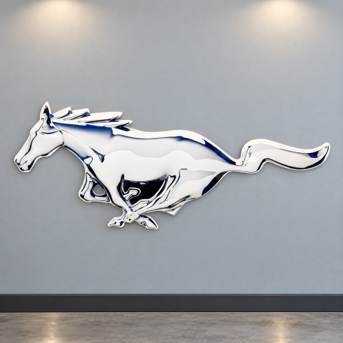 Ford Mustang Metal Sign - Pony Emblem Steel Wall Art