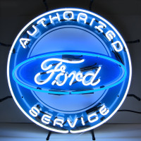 Ford Authorized Service Blue Oval Neon Sign - 24" Round