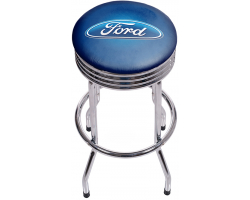 Ford Oval Chrome Ribbed Shop Stool