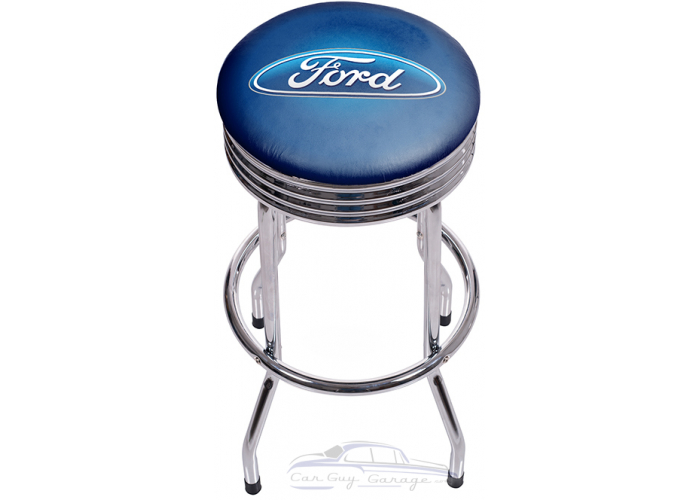 Ford Oval Chrome Ribbed Shop Stool