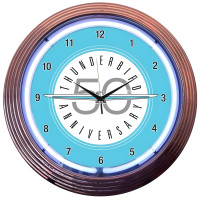 Ford Thunderbird 50th Anniversary Neon Clock - 15" Round
