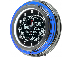 Ford Vintage 1903 Chrome Double Rung Neon Clock