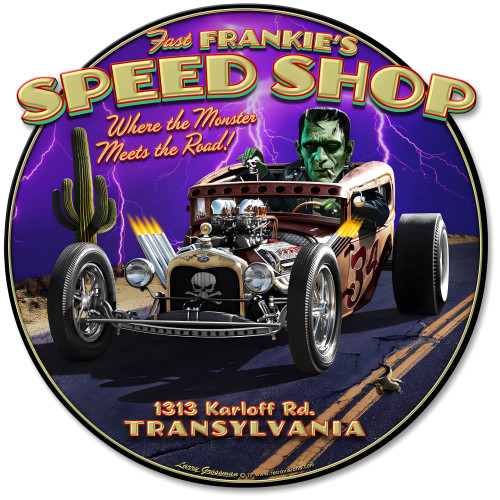 Frankie's Speed Shop Metal Sign - 17" x 17"
