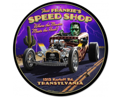 Frankie's Speed Shop Metal Sign - 28" Round