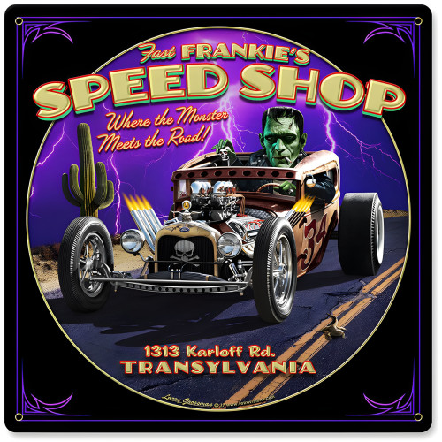 Frankie's Speed Shop Metal Sign - 12" x 12"