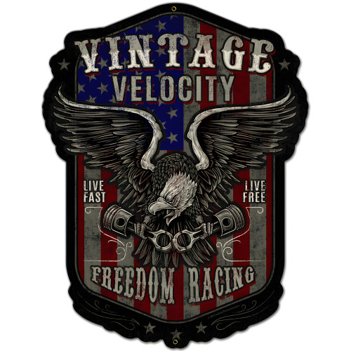 Freedom Racing Star and Stripes Metal Sign - 15" x 20"