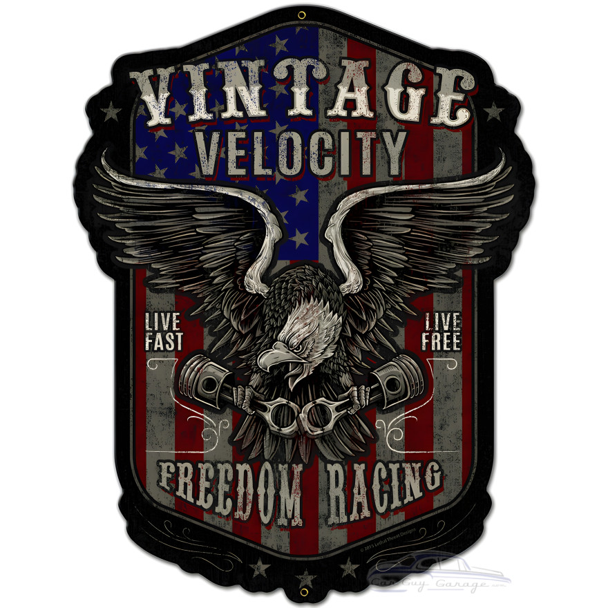 Freedom Racing Star and Stripes Metal Sign - 15" x 20"