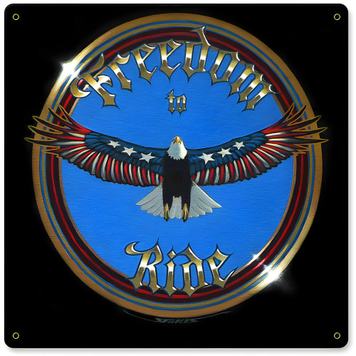 Freedom to Ride Metal Sign - 12" x 12"