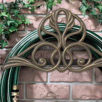 Decorative Cast Aluminum Garden Hose Holder, French Bronze Wall Mount