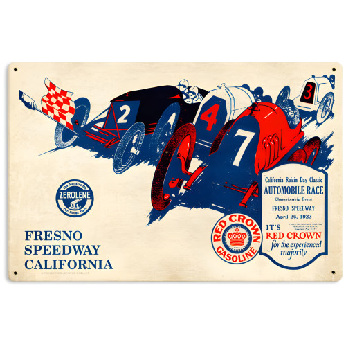 Fresno Speedway Metal Sign - 18" x 12"