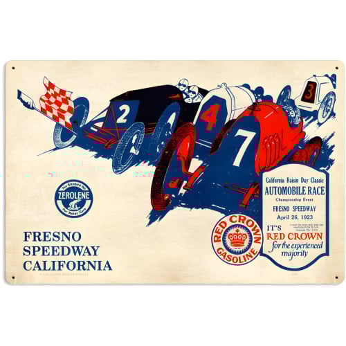 Fresno Speedway Metal Sign - 24" x 16"