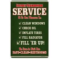 Friendly Service Metal Sign - 12" x 18"