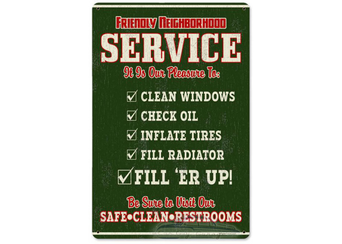 Friendly Service with Wood Frame Sign - 12" x 18"