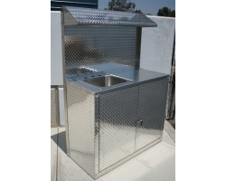 4ft Diamond Plate Cabinet with Sink and Shelf