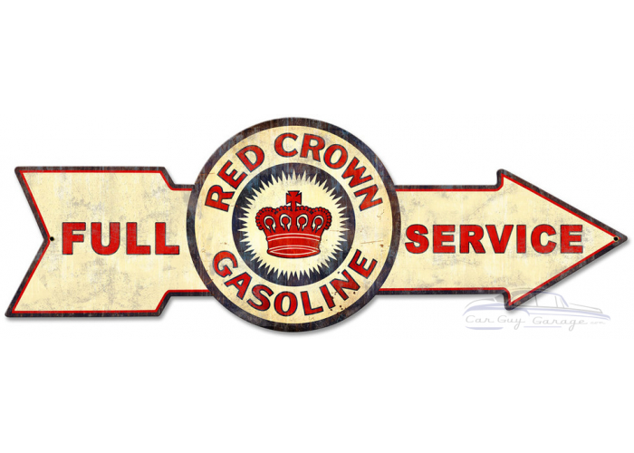 Full Service Red Crown Gasoline Metal Sign - 32" x 11"