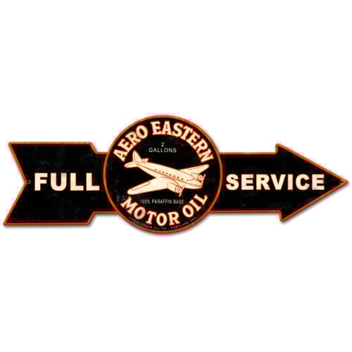 Full Service Aero Eastern Motor Oil Metal Sign - 32" x 11"