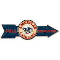Full Service American Gasoline Metal Sign - 32" x 11"