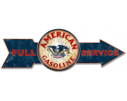 Full Service American Gasoline Metal Sign - 32" x 11"