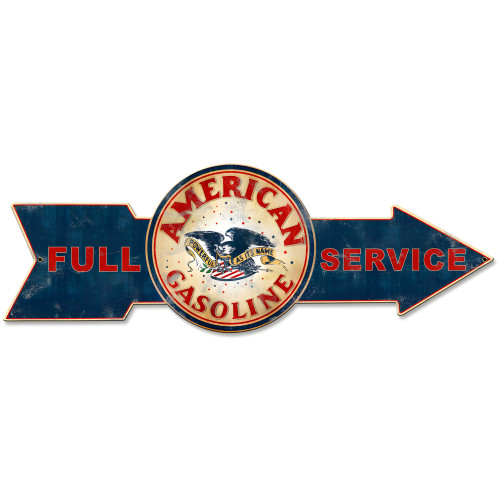 Full Service American Gasoline Metal Sign - 32" x 11"