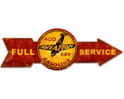 Full Service 400 Aviation Dry Gasoline Metal Sign - 32" x 11"