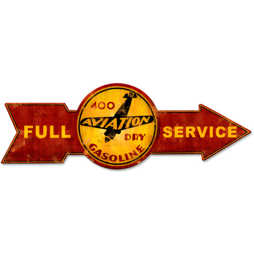 Full Service 400 Aviation Dry Gasoline Metal Sign - 32" x 11"