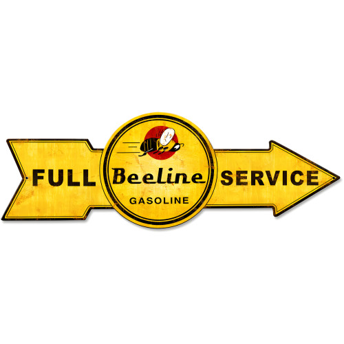 Full Service Beeline Gasoline Metal Sign - 32" x 11"