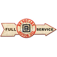 Full Service Be Square Motor Oil Metal Sign - 32" x 11"