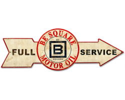 Full Service Be Square Motor Oil Metal Sign - 32" x 11"