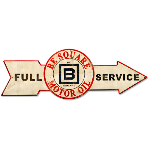 Full Service Be Square Motor Oil Metal Sign - 32" x 11"