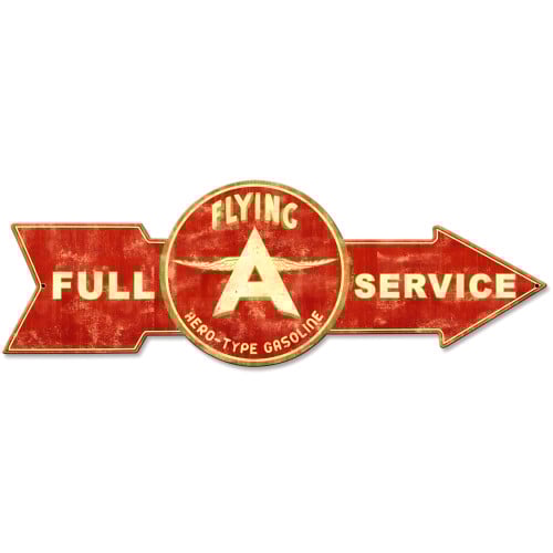 Full Service Flying A Metal Sign - 32" x 11"