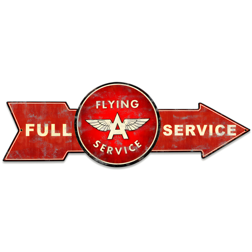 Full Service Flying A Metal Sign - 32" x 11"