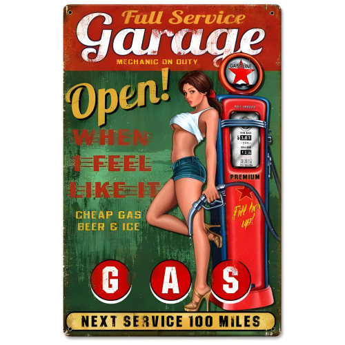 Full Service Garage 3 Metal Sign - 12" x 18"