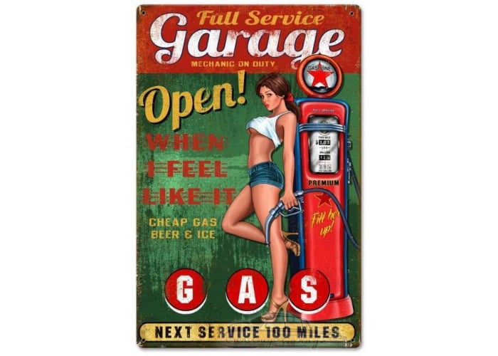 Full Service Garage 3 Metal Sign - 12" x 18"