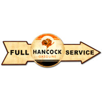 Full Service Hancock Gasoline Metal Sign - 32" x 11"