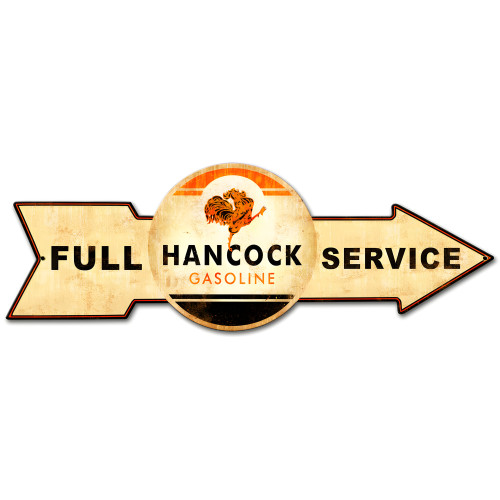 Full Service Hancock Gasoline Metal Sign - 32" x 11"