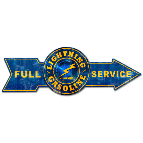 Full Service Lightning Gasoline Metal Sign - 32" x 11"