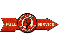 Full Service Mohawk Gasoline Metal Sign - 32" x 11"