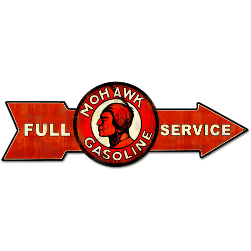 Full Service Mohawk Gasoline Metal Sign - 32" x 11"