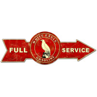 Full Service White Eagle Gasoline Metal Sign - 32" x 11"