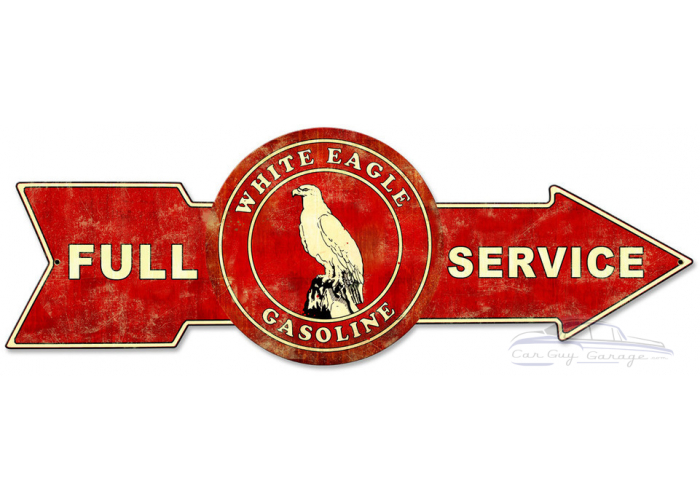 Full Service White Eagle Gasoline Metal Sign - 32" x 11"